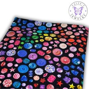 Handmade Small Book/Kindle Sleeve with a Colorful Buttons Fabric